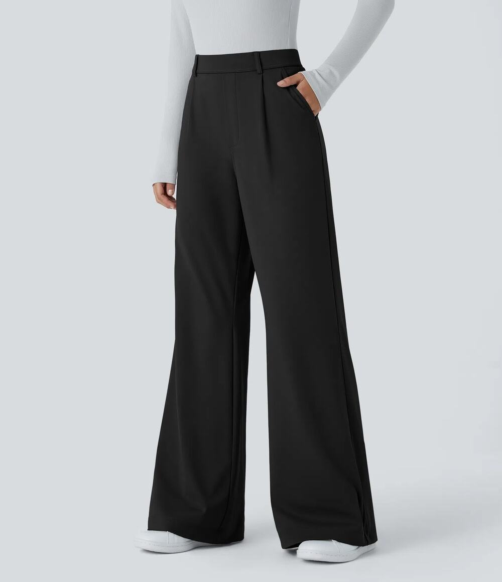 Halara Flex DayStretch High Waisted Pocket Work Flare Pants Black L tall